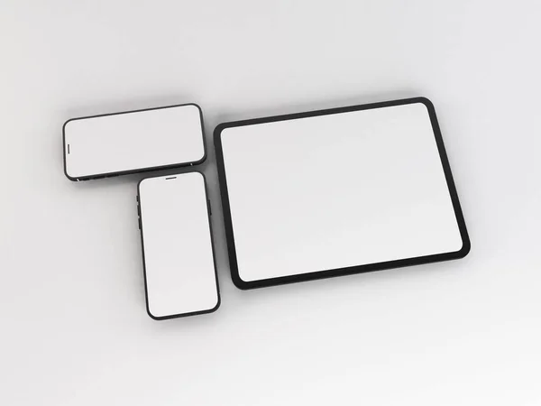 Realistisk Smartphone Och Tablet Mockup Mall — Stockfoto