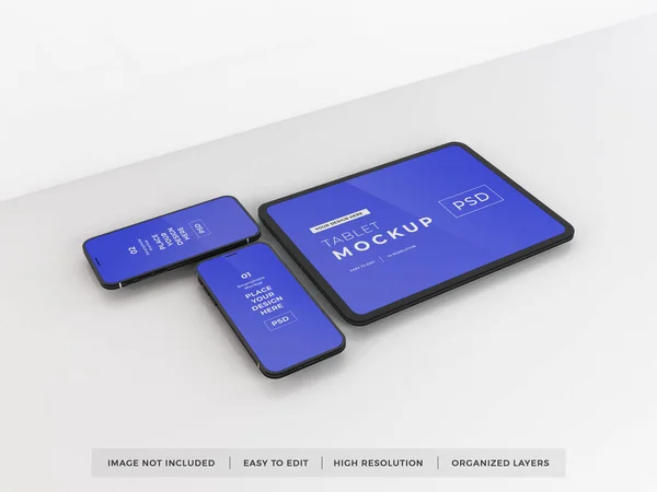 Smartphone Realistico Tablet Modello Mockup — Foto Stock