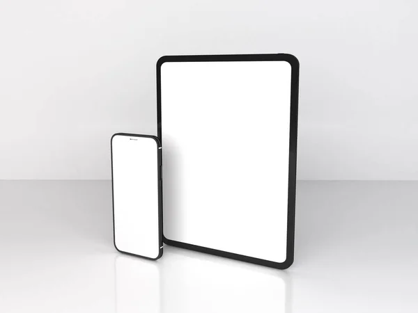 Realistisk Smartphone Och Tablet Mockup Mall — Stockfoto