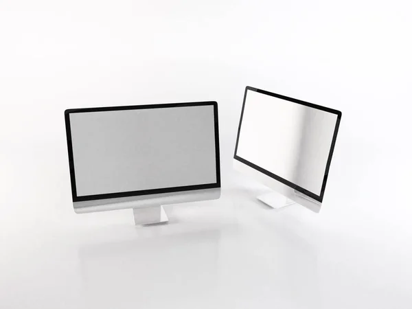 Realistic Personal Computer Mockup Template Scene — Stock Photo, Image