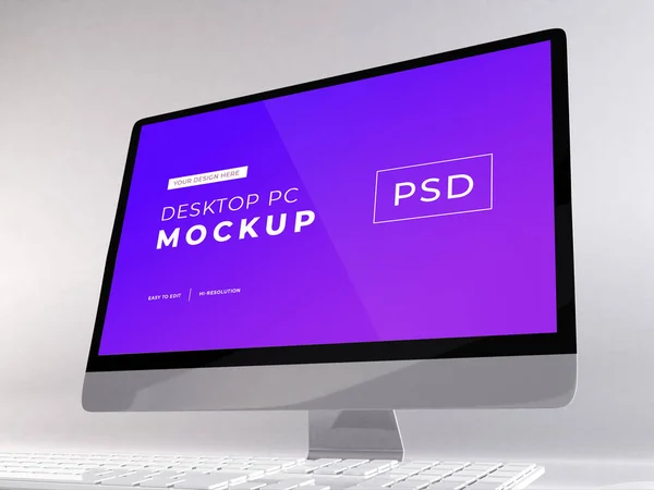 Realistic Personal Computer Mockup Template Scene