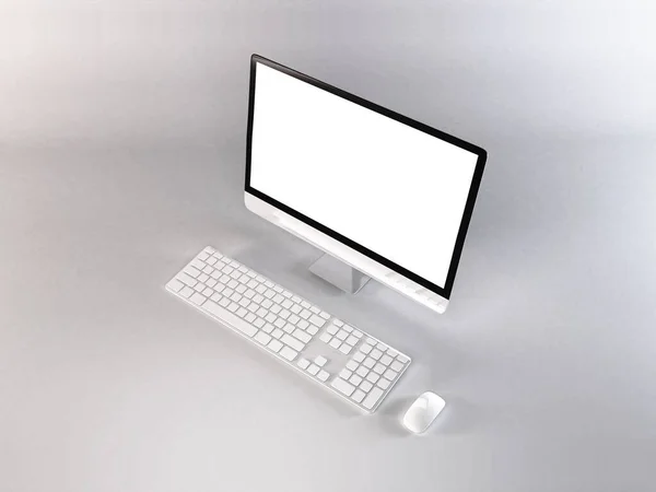 Realistische Personal Computer Mockup Template Scene — Stockfoto