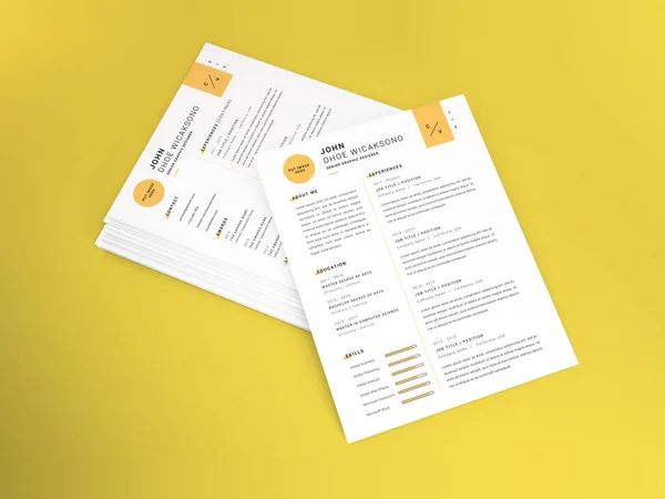 Lettera Realistica Dimensioni Curriculum Vitae Carta Modello Mockup — Foto Stock