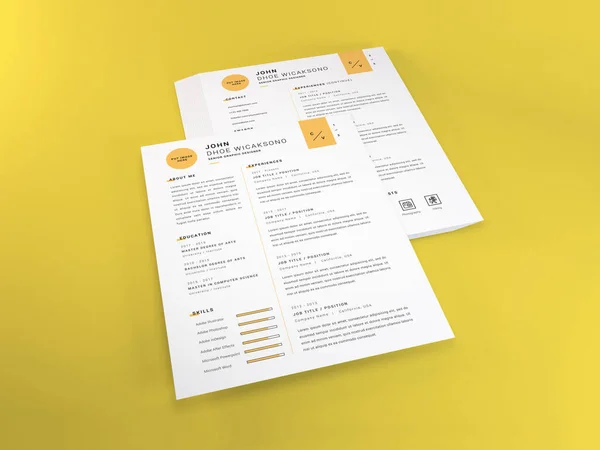 Lettera Realistica Dimensioni Curriculum Vitae Carta Modello Mockup — Foto Stock