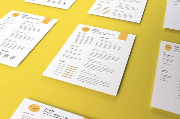 Realistic Letter Sized Curriculum Vitae Paper Mockup Template — Stock Photo, Image
