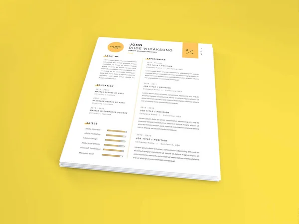 Realistische Brief Sized Curriculum Vitae Paper Mockup Template — Stockfoto