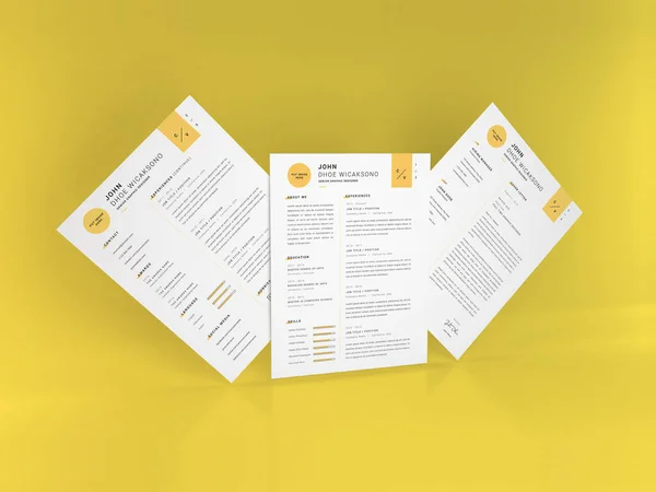 Carta Realista Dimensionado Curriculum Vitae Papel Modelo Mockup — Fotografia de Stock