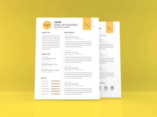 Carta Realista Dimensionado Curriculum Vitae Papel Modelo Mockup — Fotografia de Stock