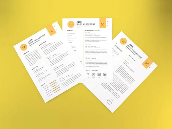 Lettera Realistica Dimensioni Curriculum Vitae Carta Modello Mockup — Foto Stock