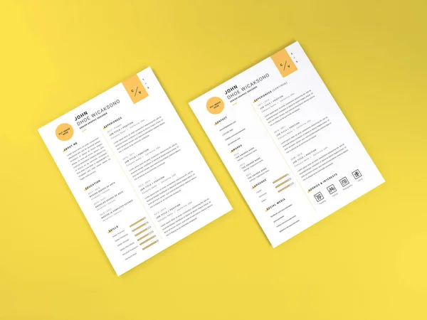 Lettera Realistica Dimensioni Curriculum Vitae Carta Modello Mockup — Foto Stock