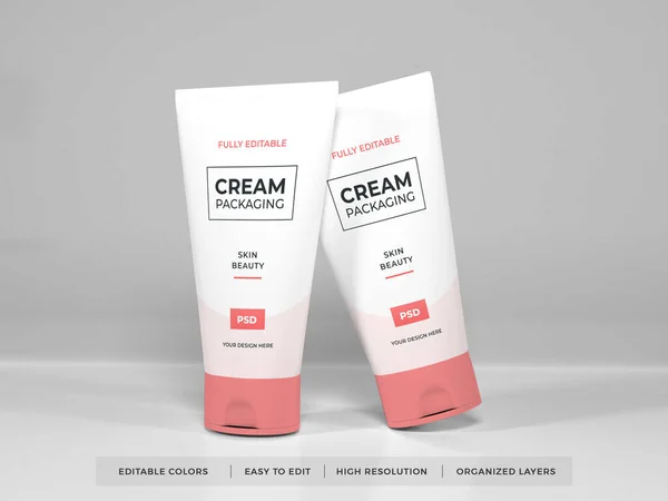 Realistic Cosmetic Cream Packaging Mockup — Stock Photo, Image