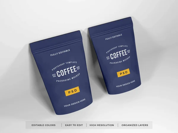 Realistisk Kaffe Emballage Mockup Scene - Stock-foto