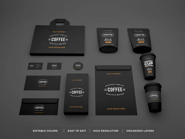 Realistic Coffee Packaging Set Mockup Scene — Stock Photo, Image