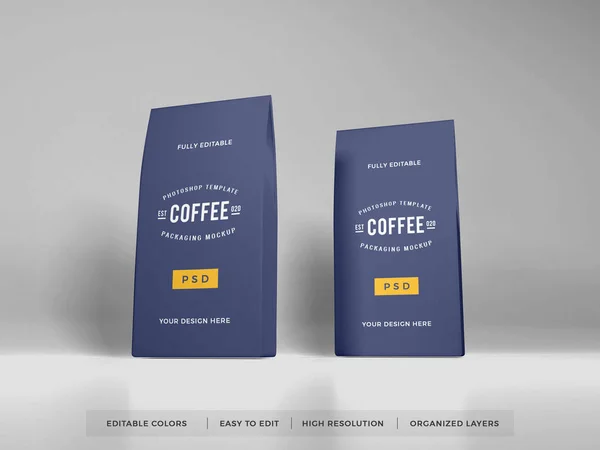 Realistische Kaffee Verpackungs Mockup Szene — Stockfoto