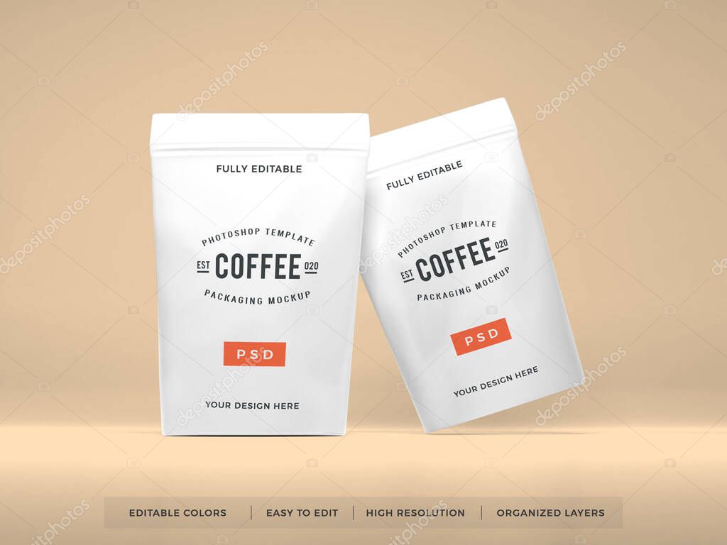 Realistic Coffee Packaging Mockup Scene