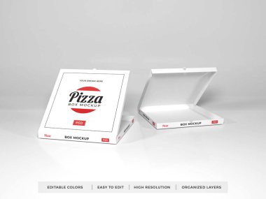 Gerçekçi Pizza Kutusu 3D Görüntü İzole Arkaplan Sahnesi