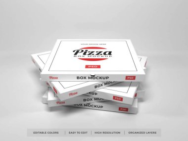 Gerçekçi Pizza Kutusu 3D Görüntü İzole Arkaplan Sahnesi