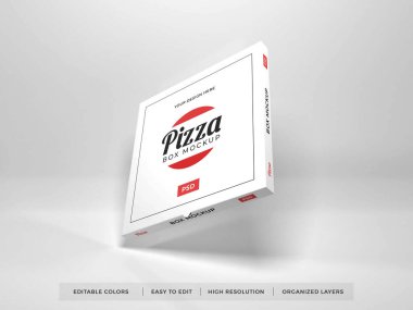 Gerçekçi Pizza Kutusu 3D Görüntü İzole Arkaplan Sahnesi