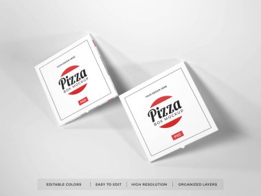 Gerçekçi Pizza Kutusu 3D Görüntü İzole Arkaplan Sahnesi