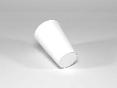 Gerçekçi Plastik Kupa Paketleme 3B Görüntü İzole Arkaplan Sahnesi