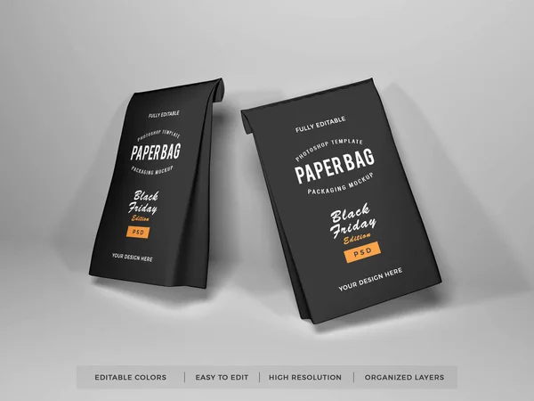 Paper Bag Packaging Illustration Mockup Scene Isolated Background — 스톡 사진