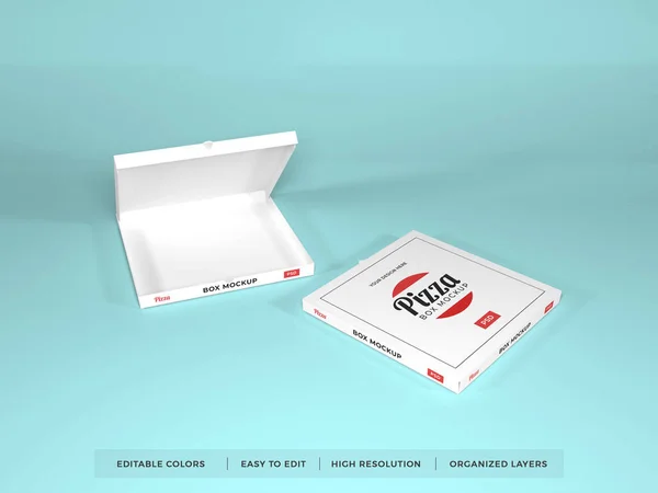 Realista Pizza Box Ilustración Escena Burlona Sobre Fondo Aislado —  Fotos de Stock