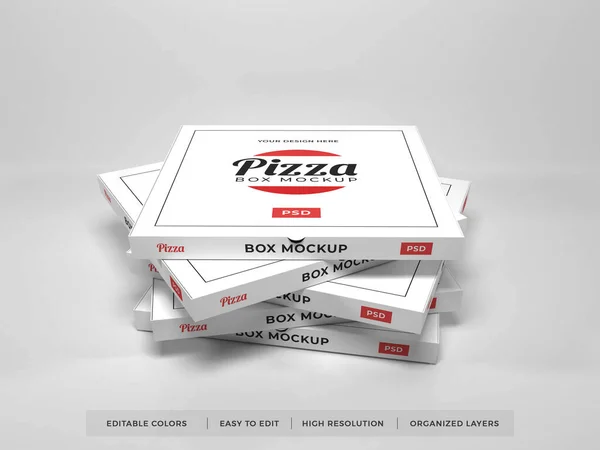 Realistische Pizza Box Illustratie Mockup Scene Geïsoleerde Achtergrond — Stockfoto