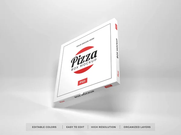 Realistyczne Pudełko Pizzę Ilustracja Scena Makieta Odosobnionym Tle — Zdjęcie stockowe