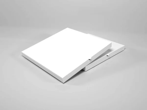 Realistico Pizza Box Illustrazione Mockup Scena Sfondo Isolato — Foto Stock