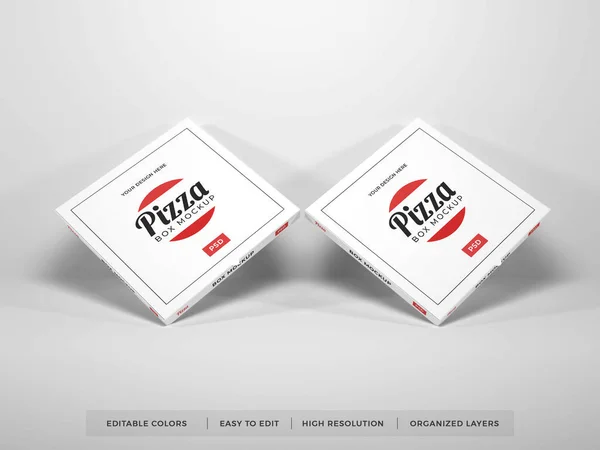 Realisztikus Pizza Box Illusztráció Mockup Jelenet Elszigetelt Háttér — Stock Fotó