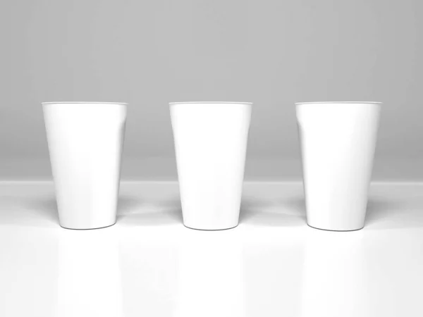 Realistyczne Plastikowe Opakowania Cup Ilustracja Scena Makieta Odosobnionym Tle — Zdjęcie stockowe