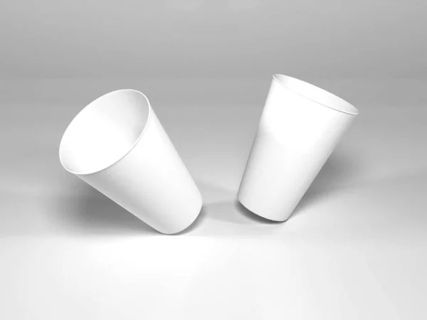 Ρεαλιστικό Πλαστικό Κύπελλο Συσκευασίας Εικονογράφηση Mockup Σκηνή Απομονωμένο Φόντο — Φωτογραφία Αρχείου