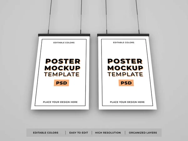 Poster Frame Illustration Mockup Szene Auf Isoliertem Hintergrund — Stockfoto