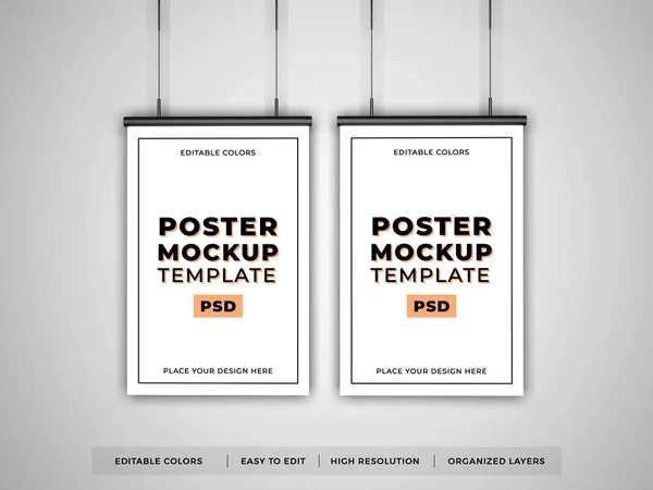 Poster Frame Illustration Mockup Szene Auf Isoliertem Hintergrund — Stockfoto