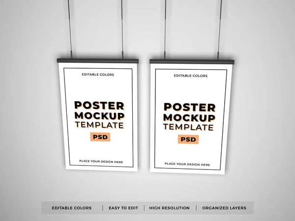 Poster Frame Illustration Mockup Szene Auf Isoliertem Hintergrund — Stockfoto