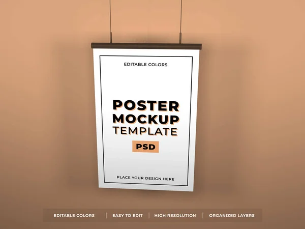 Poster Frame Illustratie Mockup Scene Geïsoleerde Achtergrond — Stockfoto