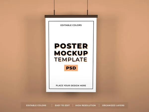 Poster Frame Illustratie Mockup Scene Geïsoleerde Achtergrond — Stockfoto