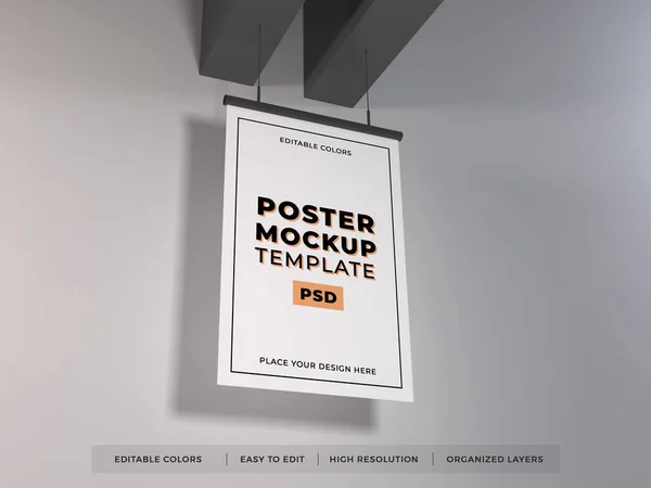 Poster Frame Illustration Mockup Szene Auf Isoliertem Hintergrund — Stockfoto