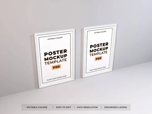 Poster Frame Illustratie Mockup Scene Geïsoleerde Achtergrond — Stockfoto