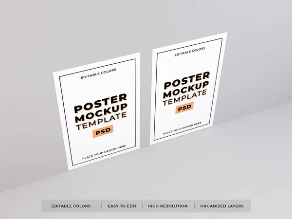 Poster Frame Illustratie Mockup Scene Geïsoleerde Achtergrond — Stockfoto