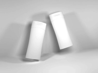 Gerçekçi Losyon Kremi ve Şampuan Şişe 3D Görüntü İzole Arkaplan Sahnesi