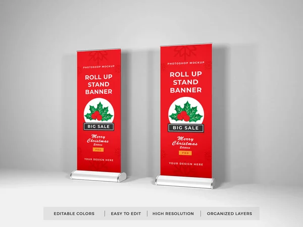 Roll Banner Illustration Mockup Scenă Fundal Izolat — Fotografie, imagine de stoc