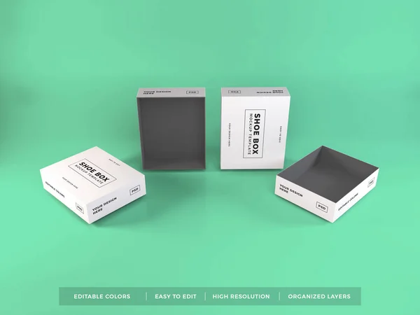 Shoe Box Packaging Illustration Mockup Scene White Background — 스톡 사진