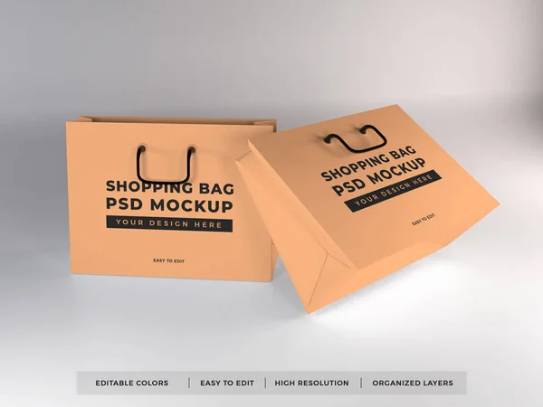 Realista Bolsa Compras Ilustración Mockup Escena Sobre Fondo Aislado —  Fotos de Stock