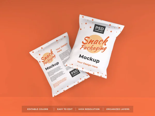 Snack Packaging Illusztráció Mockup Jelenet Elszigetelt Háttér — Stock Fotó