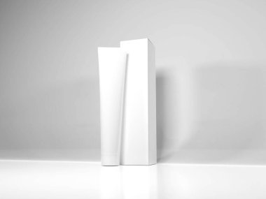 İzole Arkaplanda Diş macunu Paketleme 3B Görüntü Taklit Sahnesi