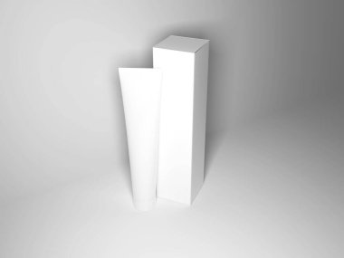 İzole Arkaplanda Diş macunu Paketleme 3B Görüntü Taklit Sahnesi