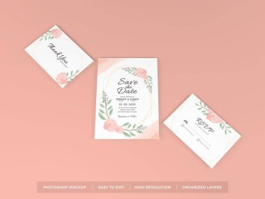 Gerçekçi Düğün Davetiyesi 3D Görüntü İzole Arkaplan Sahnesi