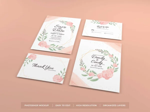 Realistik Wedding Invitation Illustration Mockup Scene Isolated Background — Stok Foto