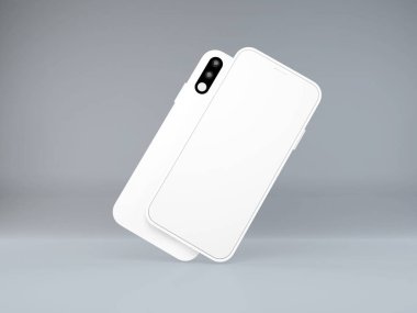 Gerçekçi Beyaz Akıllı Telefon 3D Görüntü İzole Arkaplan Sahnesi
